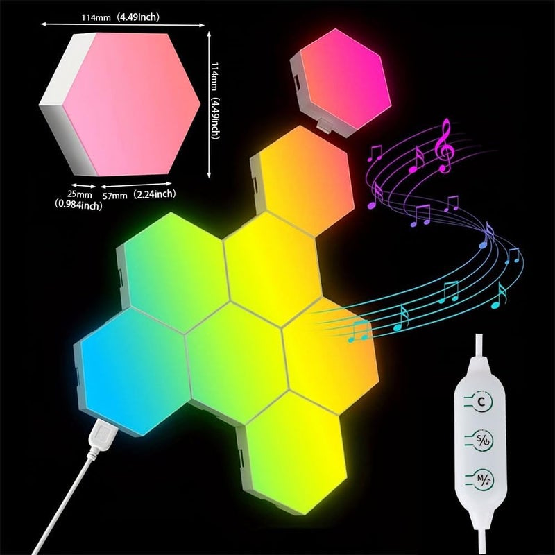 IFTHFOUR Hexagon LED Wall Light Panels: Smart RGB Color-Changing Hexagon Lights with App & Remote Control, Music Sync Mode,DIY Wall Decor for Bedroom, Gaming Room, Home Theater (8) - Image 4